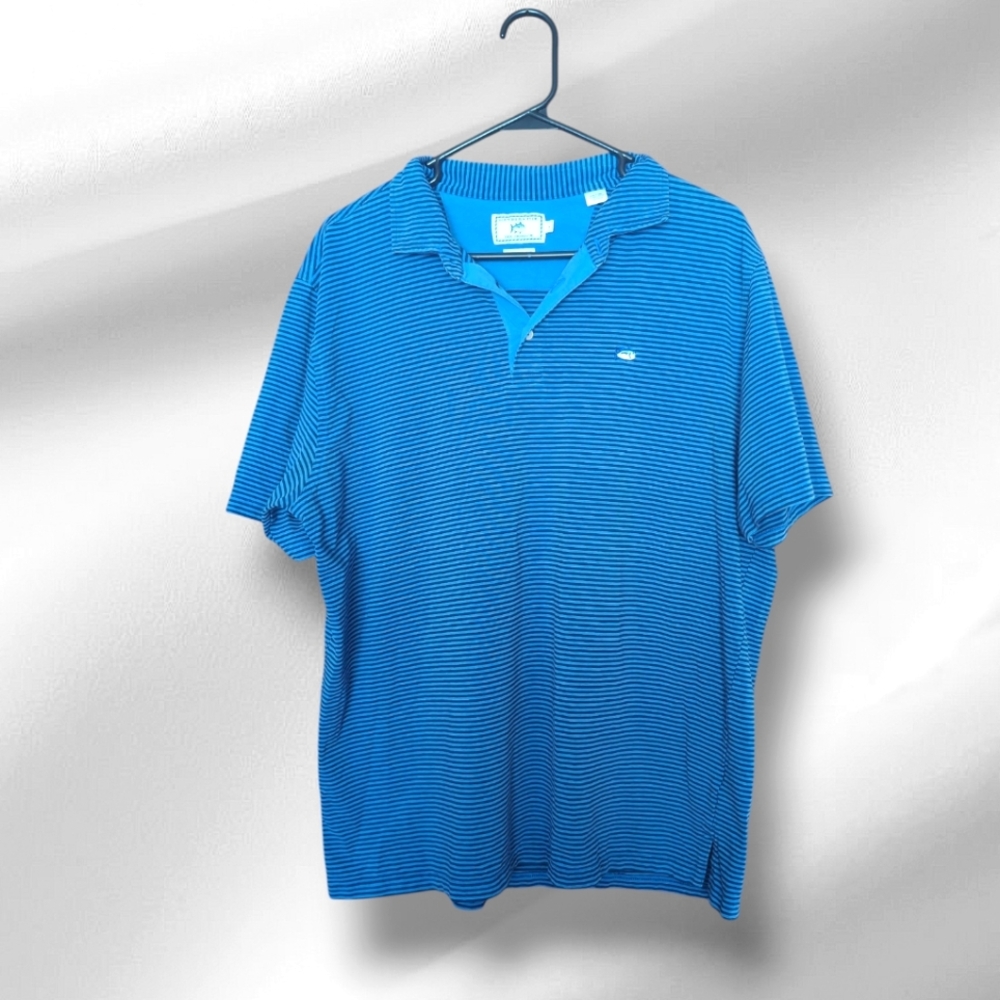 SOUTHERN TIDE The Skipjack Classic Fit Men's‎ Blue Striped  Polo Shirt L Large